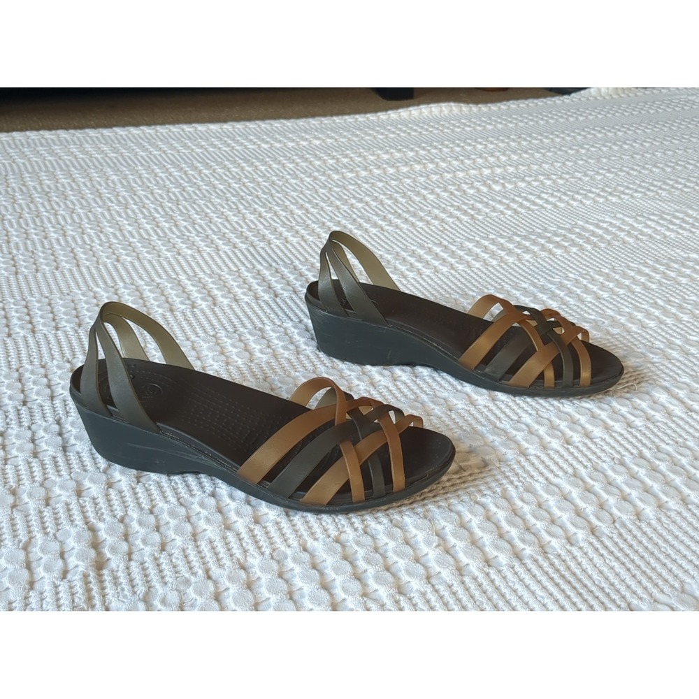 Crocs Women's Isabella Huarache Mini Wedge Sandals Size 8